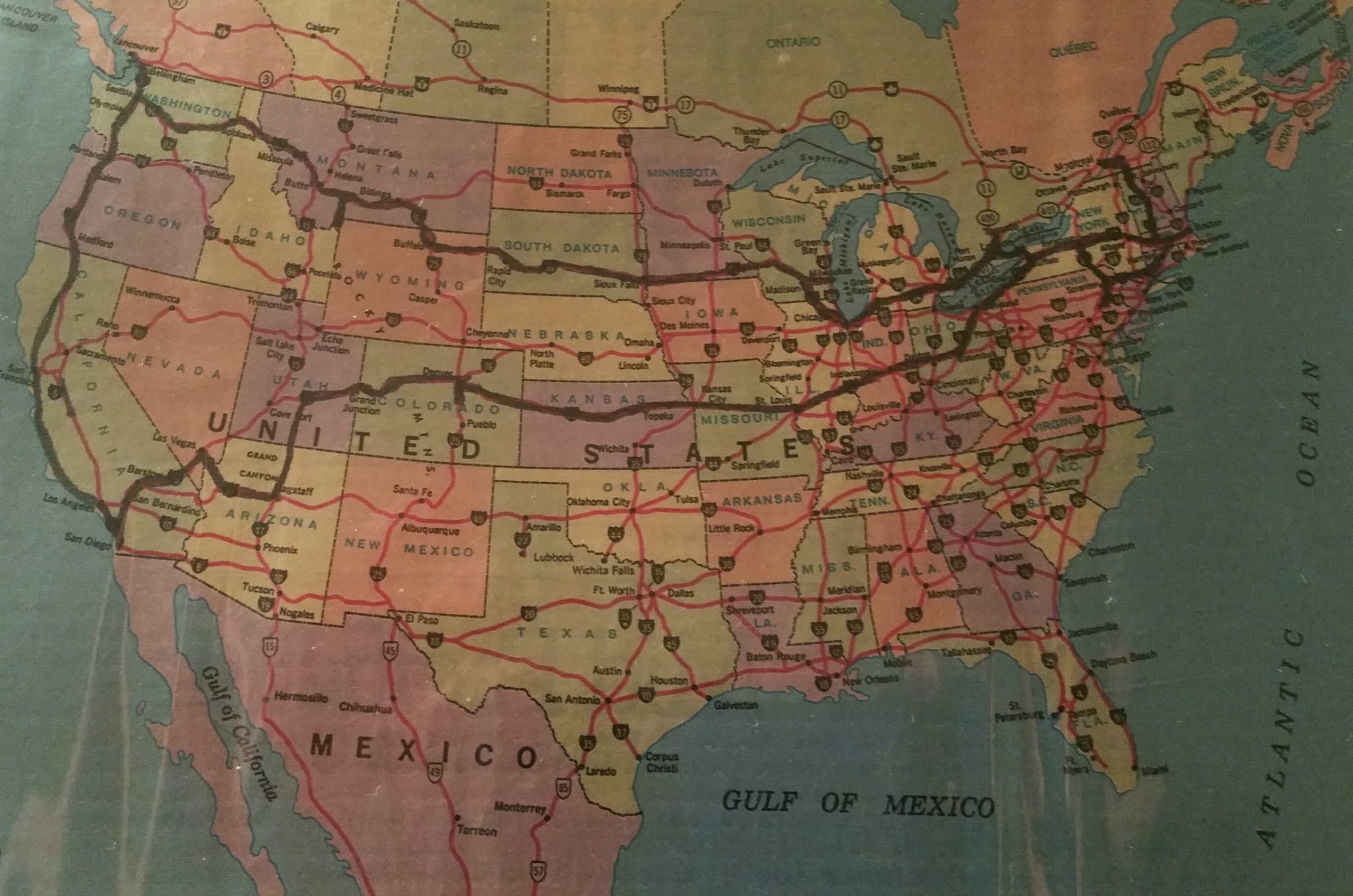 US RoadTrip Map from 1988